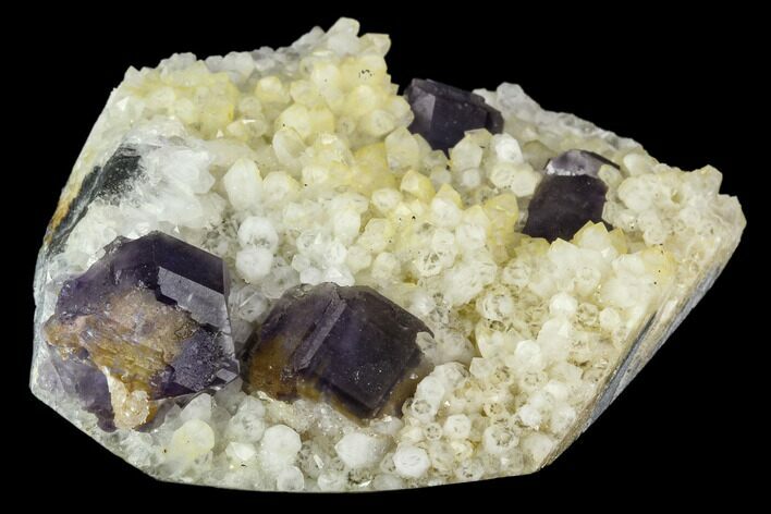 Purple Fluorite Crystals with Quartz - China #122015